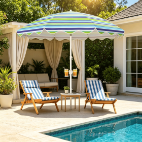 6.5 FT Portable Beach Umbrella with Sand Anchor UV Protection UPF 50+ for Garden Pool Outdoor Camping Picnic