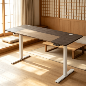 Height Adjustable Sit Stand Computer Desk 63 X 24 Inch with 3 Memory Presets for Home Office Use
