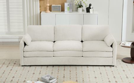 89" Cozy Upholstered 3-seater Sofa Oversized Comfy Cloud Sofa Double Cushion 3-seater Sofa Plush Cushion Sofa Couch for Living Room, Beige