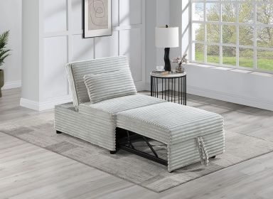 Convertible Wide-Welt Corduroy Sofa Sleeper Sofa Chair W/ Pull-Out Bed Ash