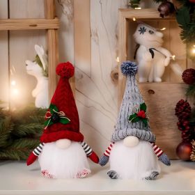 2pcs Red & Gray Gnome Figurine Set - Heavy-Duty Plastic/ Indoor Christmas & New Year Decorations