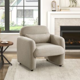 Contemporary Accent Chair Taupe Boucle Fabric Upholstery Plywood Frame Pillow Cozy Living Room Furniture 1pc Comfort Chair
