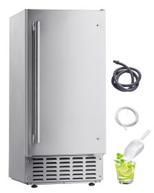 Undercounter Built-in Ice Maker, 66 Lbs/Day Under Counter Nugget Ice Maker Machine with Reversible Door Stainless Steel