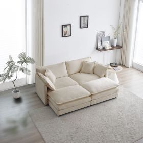 4 - Piece Upholstered Sectional Sofa, 1 - Piece of 2 Seater Sofa and 2- Piece of Ottomans , 2 Seater Loveseat Lounge with Ottomans