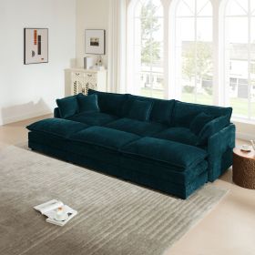 Comfortable Deep Seat Reversible Modular 3 Seater Sectional Super Soft Sofa U Shaped Sectional Couch with 3 Ottomans