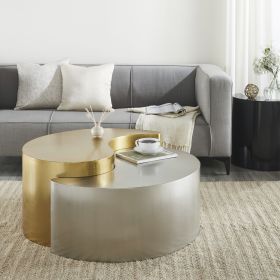 YING YANG Modern & Contemporary Style Coffee Table Made with Metal Frame in Gold & Silver