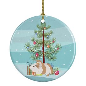 Silkie Guinea Pig Merry Christmas Ceramic Ornament Christmas Tree Hanging Decorations for Home Christmas Holiday, Party, Gift, 3 in, Multicolor