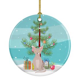 NEW Minskin Cat Christmas Ceramic Ornament Christmas Tree Hanging Decorations for Home Christmas Holiday, Party, Gift, 3 in, Multicolor