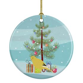 Border Canary Merry Christmas Ceramic Ornament Christmas Tree Hanging Decorations for Home Christmas Holiday, Party, Gift, 3 in, Multicolor