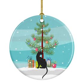 NEW Pantherette Cat Christmas Ceramic Ornament Christmas Tree Hanging Decorations for Home Christmas Holiday, Party, Gift, 3 in, Multicolor