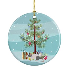 Japanese Mouse Merry Christmas Ceramic Ornament Christmas Tree Hanging Decorations for Home Christmas Holiday, Party, Gift, 3 in, Multicolor