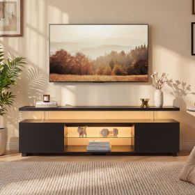 TV Stand for 60 Inch TV LED Gaming Entertainment Center Media Storage Console Table with Large Side Cabinet for Living Room( Black)