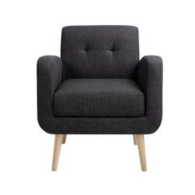 Mid-Century Modern Fabric Accent Armchair Single Sofa with Rubber Wood Legs for Living Room