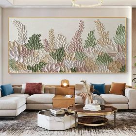 Handmade Oil Painting Abstract Flowers Landscape Oil Painting On Canvas Original Minimalist Green Floral Texture Painting Wall Art Modern Living (STYLE: 01, size: 150x220cm)