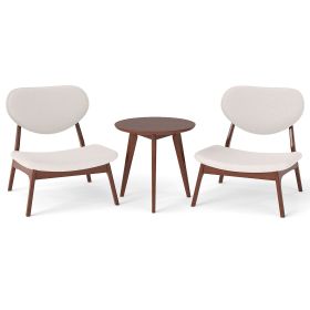 Accent Chairs Set of 2 with Side Table and Solid Wood Frame (Color: Beige)
