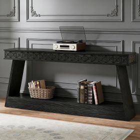 Sofa Table, Farmhouse Console Table Entryway Table with Storage (Main Color: Black, Main Material: Acacia Wood)