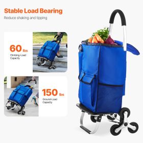 Stair Climber Trolley Dolly, 36L Folding Shopping Cart, Grocery Cart Trolley Laundry Stair Climbing Handcart with 6 Wheels & Oxford Cloth Bag (Default: Default)