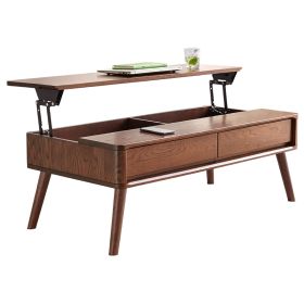 Elevating Center Table Low Table 100% Solid Oak Wood Top Plate Desk Coffee Table Width 120 x Depth 65 x Height 45 cm Study Desk Work From Home Ea (Color: as Pic)